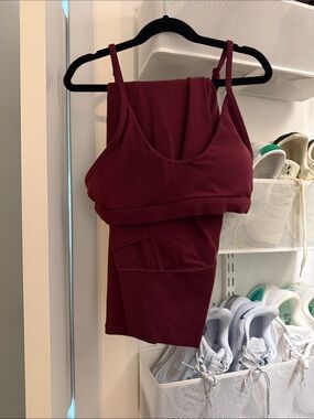 K-Swiss Wine Red Active Tank and Leggings Set